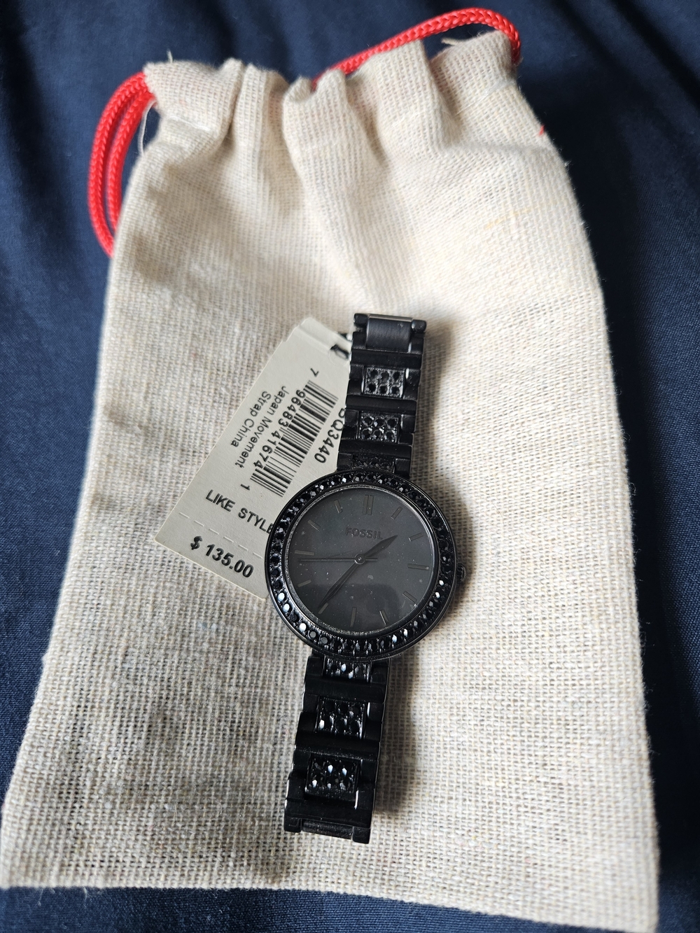 Fossil Black Crystal Accent Women’s Watch